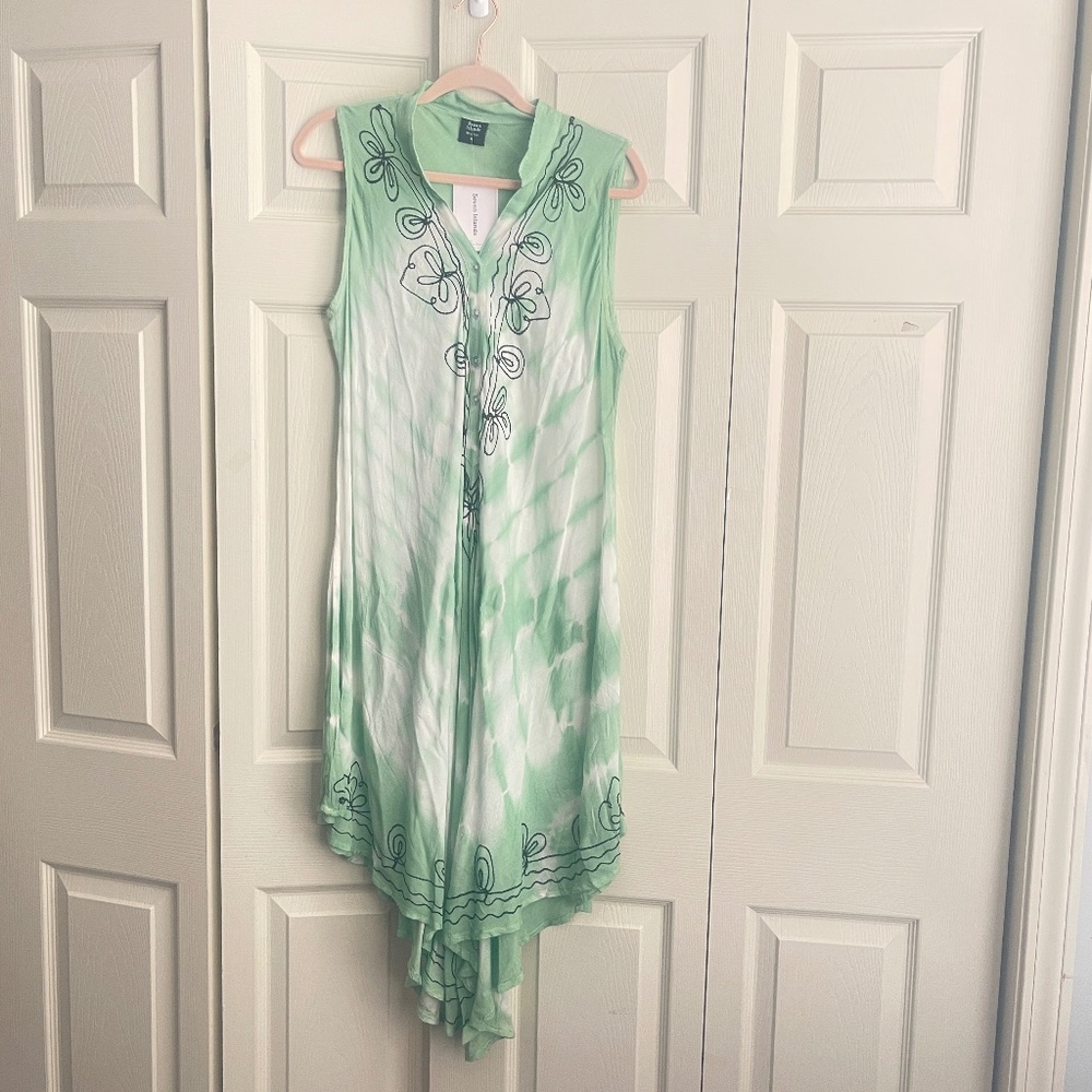 Seven Islands women's Abstract Print asymmetric Kaftan Dress Sz M.  #123